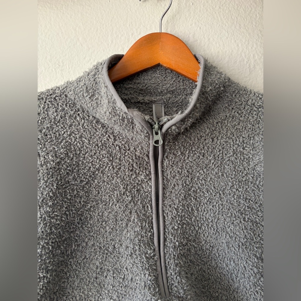 SKIMS Cozy Knit Cropped Pullover Soft Teddy Sherpa Gray Women’s Large XL - Picture 3 of 11
